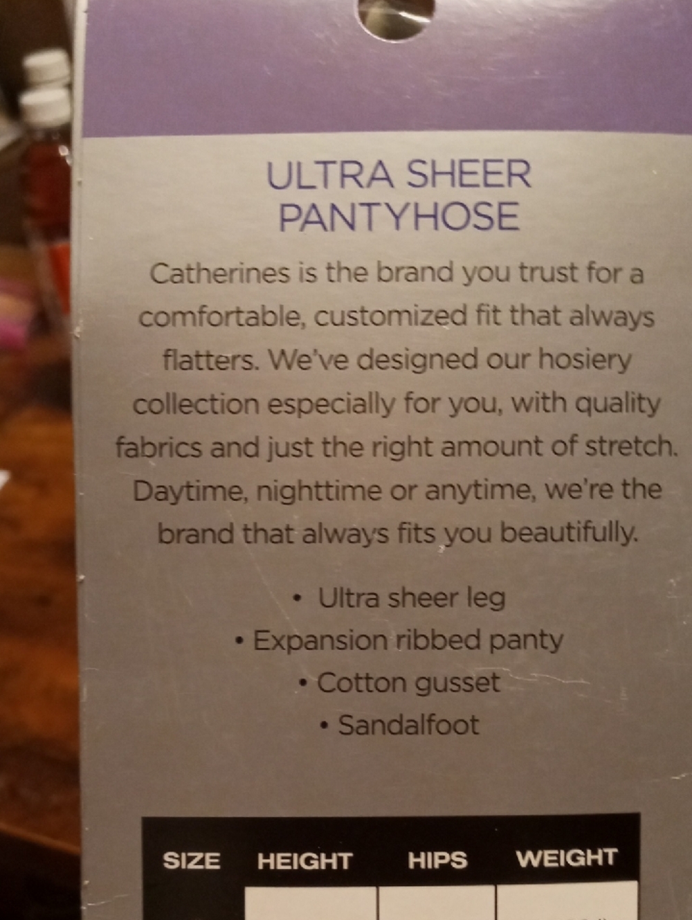 NWT Catherine's Sz C. Coffee Colored Ultra Sheer Pantyhose - Picture 5 of 6